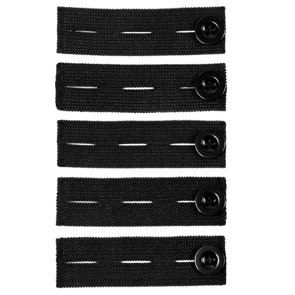 Flex Button Pant Extender 5Pack - Adds 1-2 Inches, Super Sturdy with a  Little Stretch (Black)